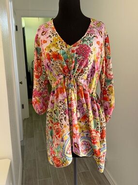 Johnny Was Girls Multicolor Floral & Leopard Print XS